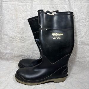 Lacrosse Steel Toe Tall Rubber Muck Mud Rain Boots Mens 8 Slip On Vintage USA